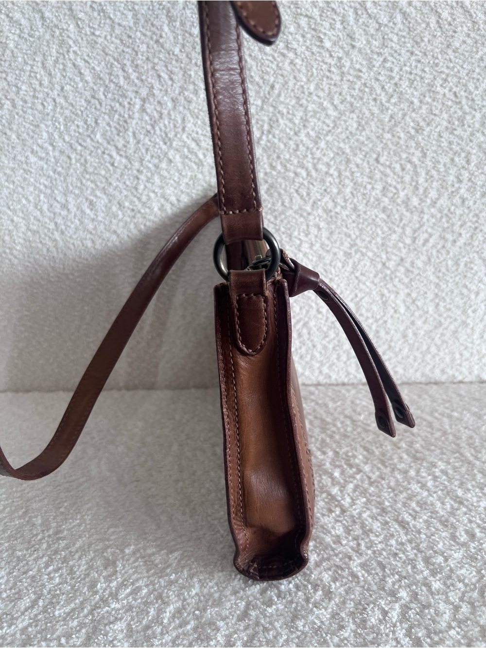 Frye Melissa‎ Zip Crossbody Leather Brown Purse Bag - Picture 11 of 15
